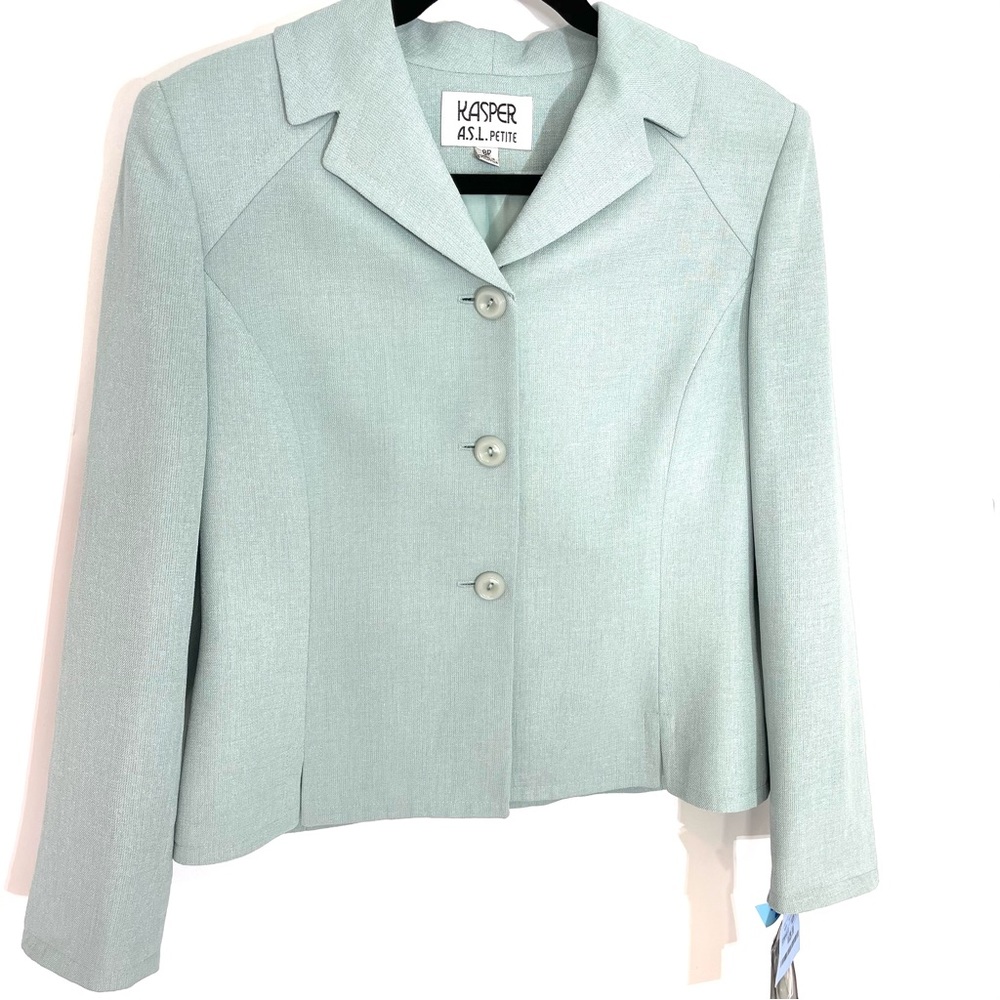 Kasper A.S.L petite sea foam green blazer NWT
